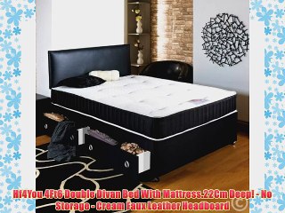 Download Video: Hf4You 4Ft6 Double Divan Bed With Mattress.22Cm Deep! - No Storage - Cream Faux Leather Headboard