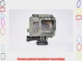 Woodland Camouflage Dark Forest Green Camo Waterproof Housing for GoPro Hero 3 3  4 White Silver