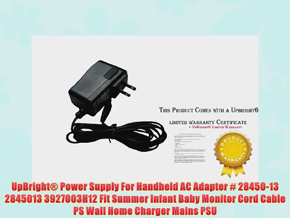 UpBright? Power Supply For Handheld AC Adapter # 28450-13 2845013 3927003H12 Fit Summer Infant