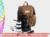 Caden Canvas Dslr SLR Camera Shoulder Bag Backpack Rucksack Bag with Waterproof Cover for Sony