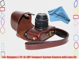 MegaGear Ever Ready Protective Dark Brown Leather Camera Case Bag for Olympus PEN E-P5   17mm