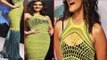Hot Sonam Kapoor In Netted Yellow Dress Exposing Black Bra