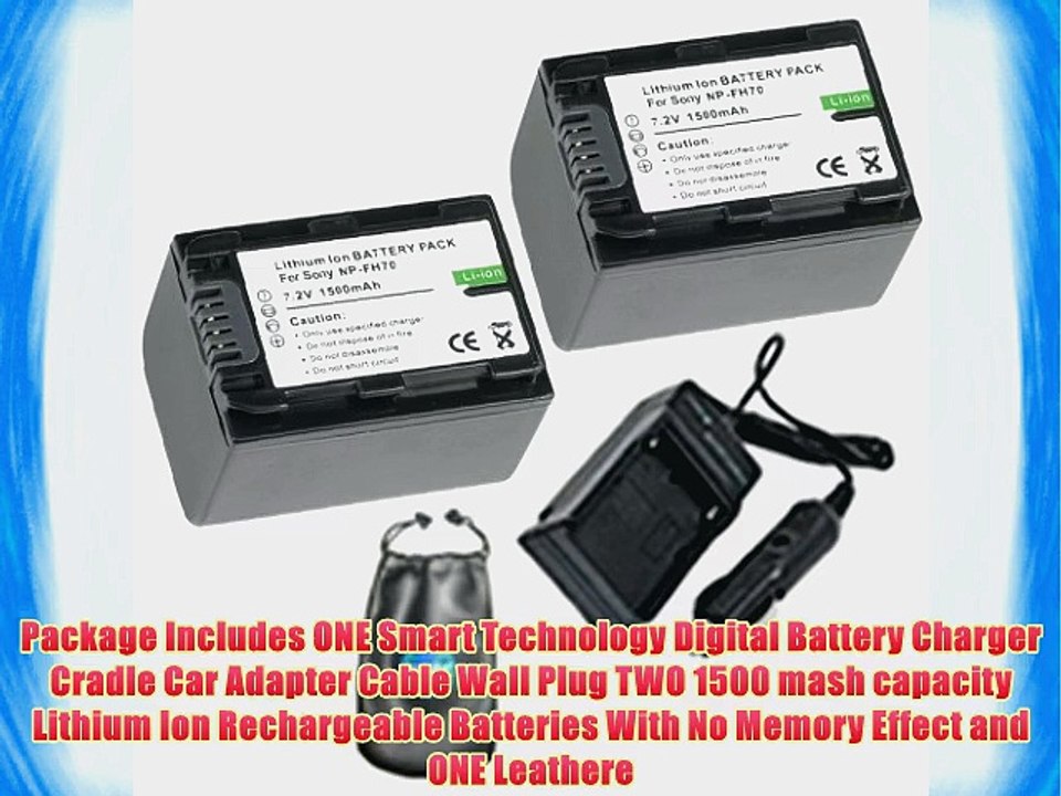 Amsahr S-NPFH70-2CT Digital Replacement Battery PLUS Battery Travel Charger for Sony NP-FH70