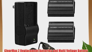 ClearMax 2 Replacement Batteries and Multi Voltage Battery Charger For Canon EOS 5D 10D 20D