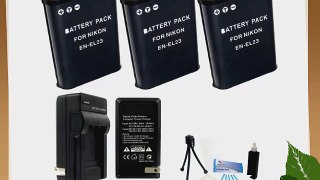 3-Pack Nikon EN-EL23 High-Capacity Replacement Batteries with Rapid Travel Charger for Nikon