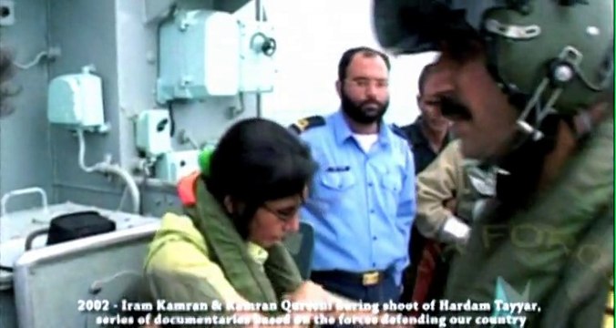 Iram and Kamran Qureshi filming Documentary Series Army, Navy and Airforce Hardam Tayyar 2002