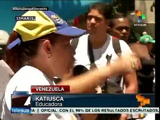 Venezolanos rechazan con marcha agresiones de EE.UU. a su nación