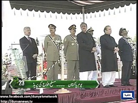 23 March 2015;Islamabad- Army, navy jets present flypast in Pakistan Day parade