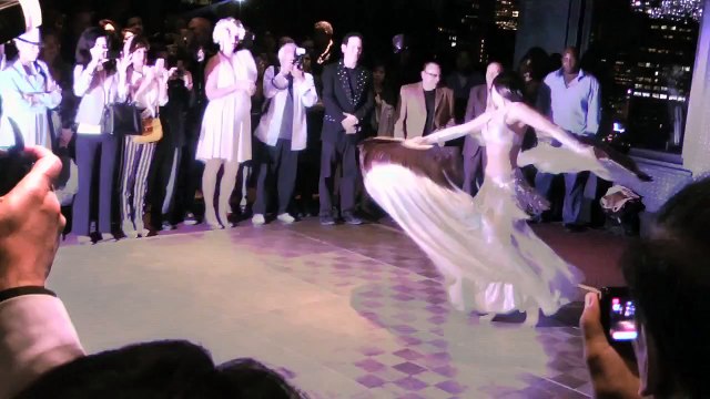 Tanna Valentine belly dance with fan veils @ music video release party