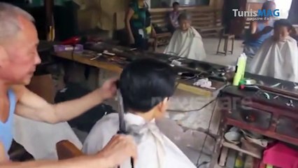 أغرب طرق حلاقة الشعر بملاقط ساخنة في الصين