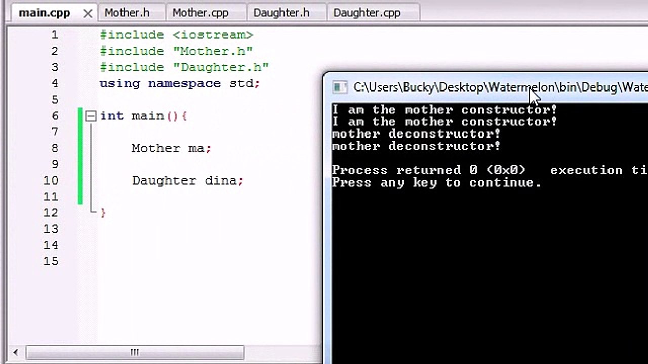 Buckys C++ Programming Tutorials - 54 - Derived Class Constructors and Destructors