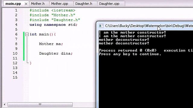 Buckys C++ Programming Tutorials - 54 - Derived Class Constructors and Destructors