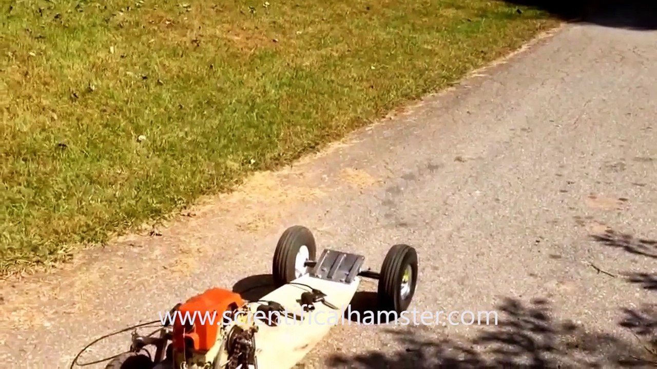 Home made chainsaw powered skateboard 30CC