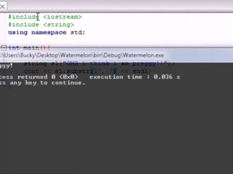Buckys C++ Programming Tutorials - 72 - string substrings, swapping, and finding
