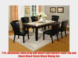 7 Pc. Belleview I Dark Gray and White Faux Marble Table Top and Black Wood Finish Wood Dining