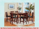 9pc Cherry Counter Height Dining Table w/Lazy Susan & Chair Set