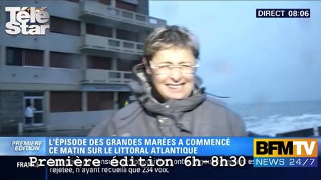BFM 1ère édition 6h-8h30 - Fanny Agostini reçoit une énorme vague à Saint-Malo - Vendredi 20 février 2015