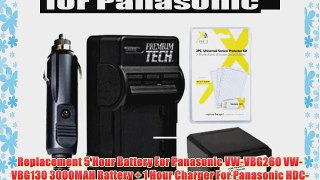 Replacement 5 Hour Battery For Panasonic VW-VBG260 VW-VBG130 3000MAH Battery   1 Hour Charger