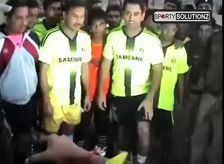 Dhoni Playing Football in Local Area Team