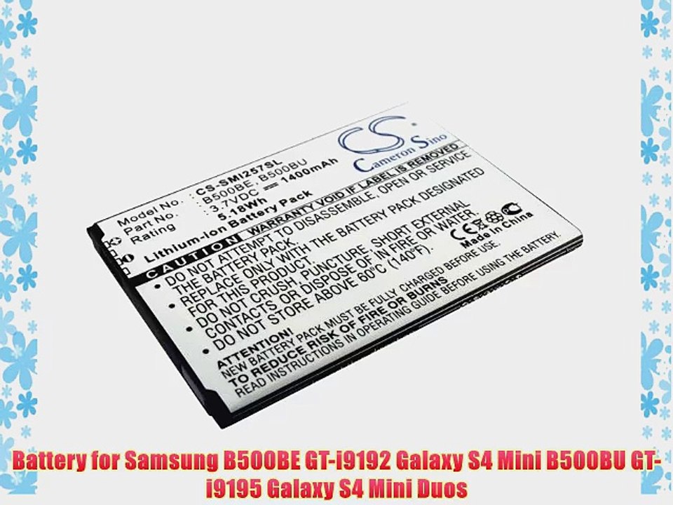 Battery2go Battery fit to Samsung B500BE GT-i9192 Galaxy S4 Mini B500BU GT-i9195 Galaxy S4