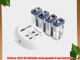 EBL? 840 9V Battery Charger with 4 Pack 600mAh Li-ion Rechargeable 9 Volt Batteries