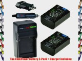ChiliPower NP-FV50 1300mAh Battery 2-Pack   Charger (US Plug) for Sony DCR-SR15 SR21 SR68 SR88