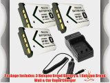 Three Halcyon 1800 mAH Lithium Ion Replacement Battery and Charger Kit for Sony HDR-AS100V