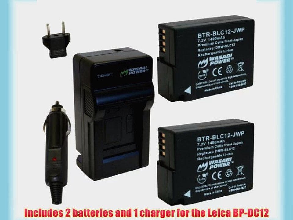 Wasabi Power Battery (2-Pack) and Charger for Leica BP-DC12 BP-DC12-U 18729 and Leica V-Lux