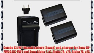 Combo Kit WT Nixxell Battery (2pack) and charger for Sony NP-FW50BC-VW1 and Sony Alpha 7 a7