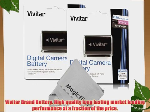(2 Pack) Vivitar NP-FW50 Ultra High Capacity 1200mAH Li-ion Batteries for SONY Alpha A7 A7R