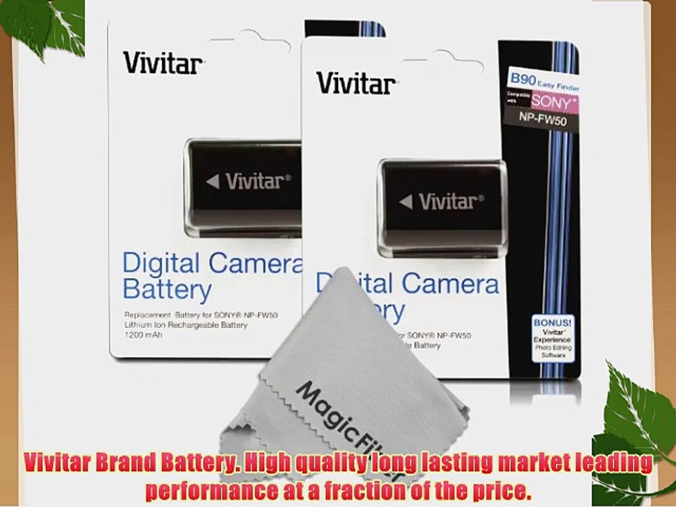 (2 Pack) Vivitar NP-FW50 Ultra High Capacity 1200mAH Li-ion Batteries for SONY Alpha A7 A7R