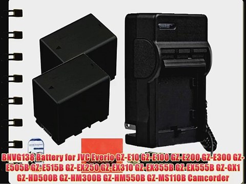 Pack of 2 BN-VG138 Batteries and Battery Charger for JVC Everio GZ-E10 GZ-E100 GZ-E200 GZ-E300