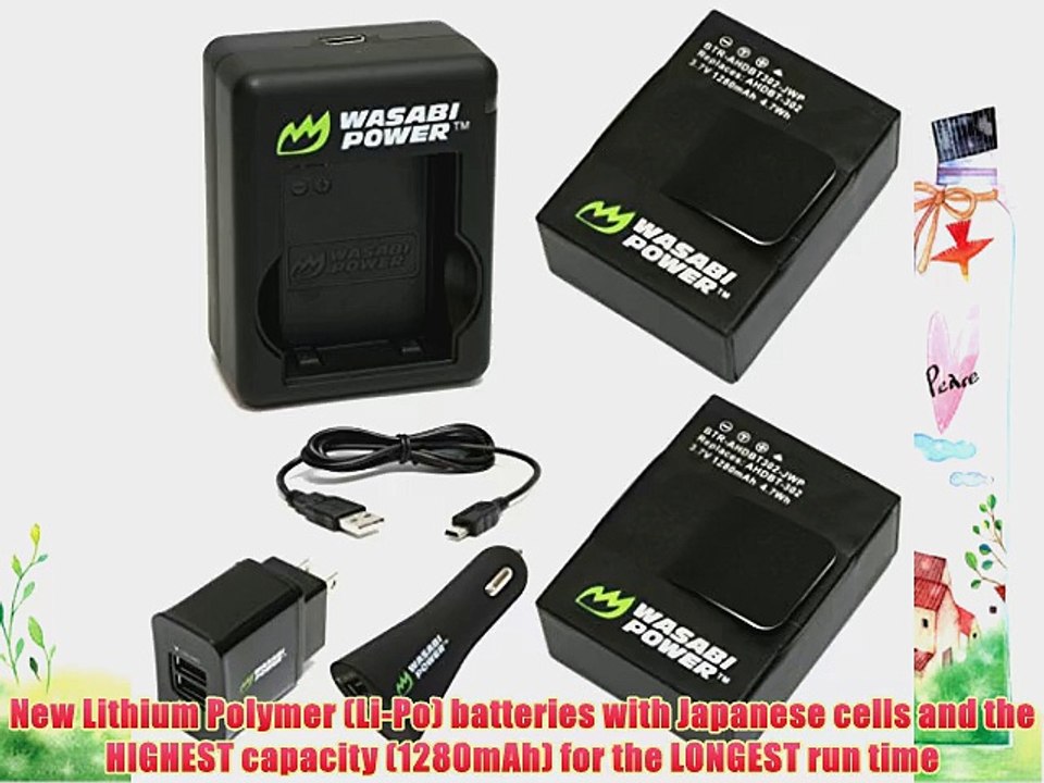 Wasabi Power Battery (2-Pack) and New Dual Charger for GoPro Hero3 Hero3  (with Car and US