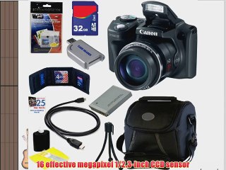 Canon PowerShot SX500 IS 16.0 MP Digital Camera (Black)   Replacement NB-6L Battery   32GB