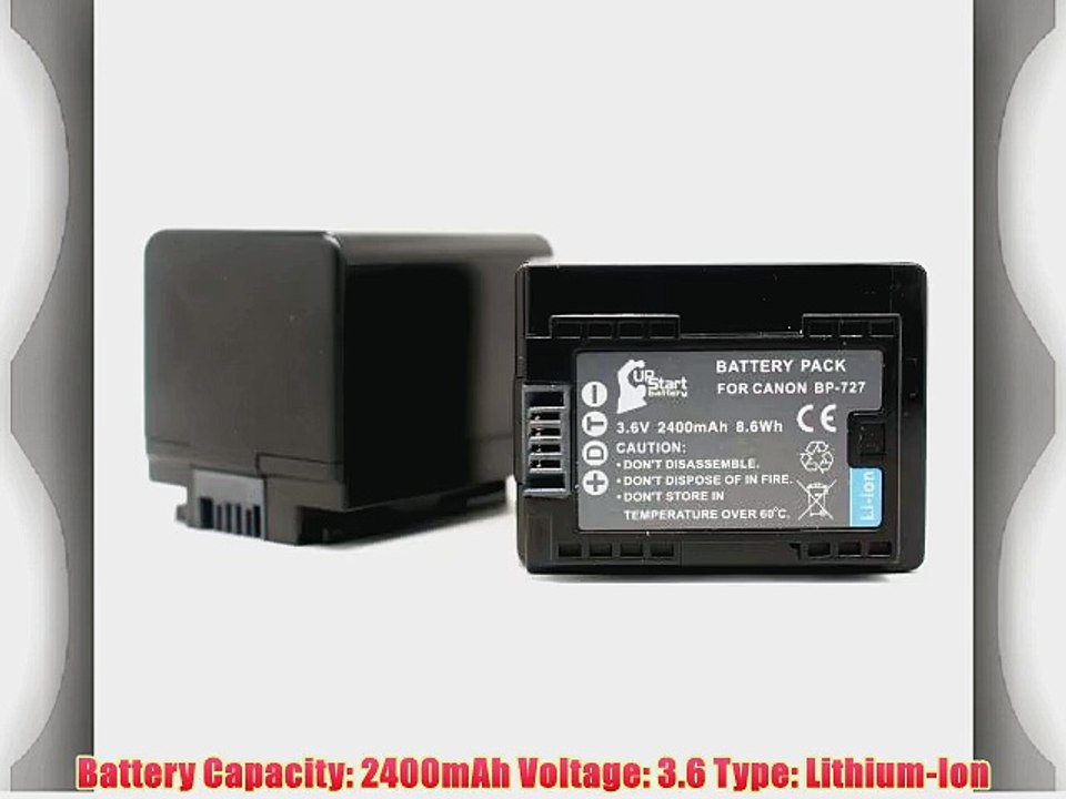 2x Pack - Canon BP-727 Digital Camera Battery Replacement (2400mAh 3.6V Lithium-Ion) - Compatible