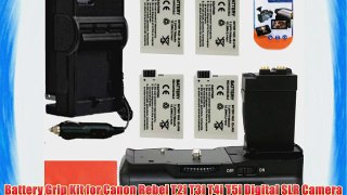 Battery Grip Kit for Canon Rebel T2i T3i T4i T5i Digital SLR Camera Includes Qty 4 Replacement