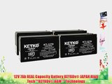 12V 7Ah Sealed Lead Acid SLA Battery Genuine KEYKOv? KT-1270 (W/ F-1 Terminal) - 4 Batteries