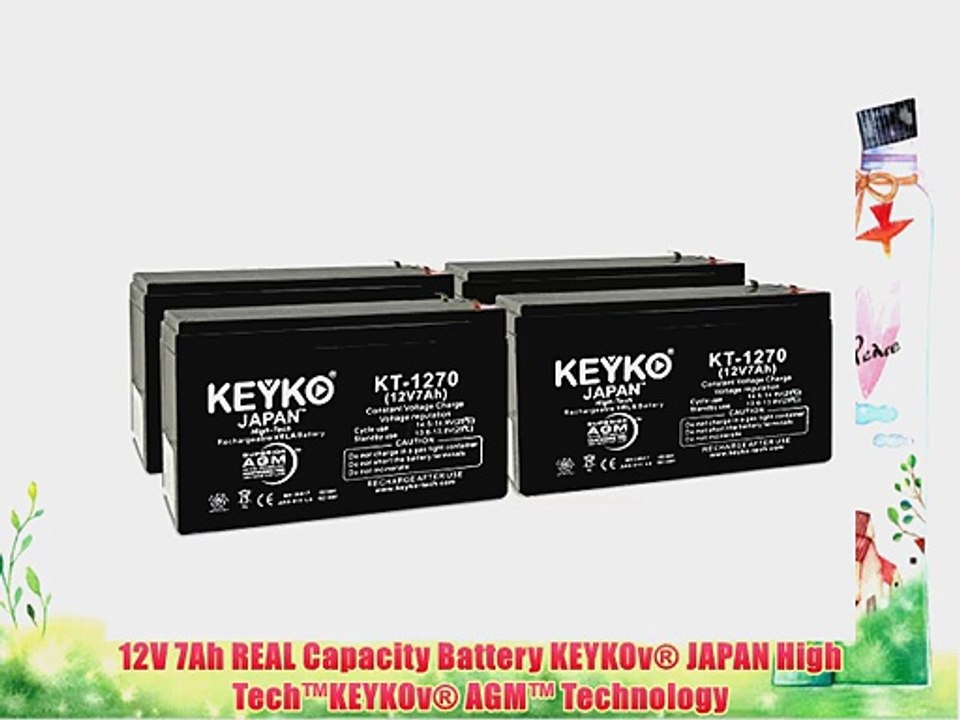 12V 7Ah Sealed Lead Acid SLA Battery Genuine KEYKOv? KT-1270 (W/ F-1 Terminal) - 4 Batteries