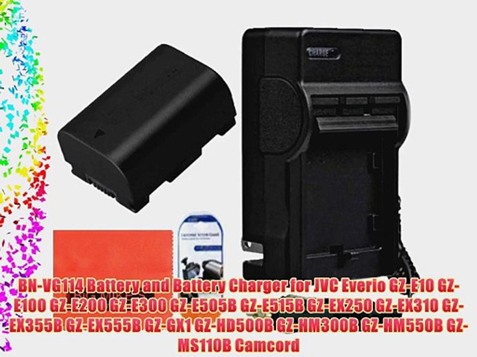 BN-VG114 Battery and Battery Charger for JVC Everio GZ-E10 GZ-E100 GZ-E200 GZ-E300 GZ-E505B
