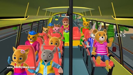 Wheels on the Bus Go Round And Round - 3D Animation Nursery Rhymes and Songs for Children