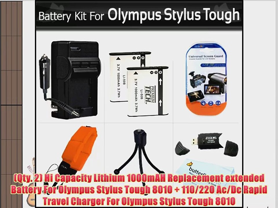 2 Pack Battery And Charger Kit For Olympus Stylus Tough 8010 6020 TG-610 TG-810 TG-820 iHS