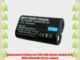 Replacement Lithium Ion 2400 mAh Battery (Kodak KLIC-8000/Rioch DB-50) for camera