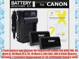 2 Pack Battery and Charger Kit For For The Canon EOS 60D 70D 5D Mark II 5D Mark III