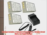 Three Halcyon 2000 mAH Lithium Ion Replacement Battery and Charger Kit for Olympus E-PL5 16MP