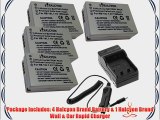 Four Halcyon 1200 mAH Lithium Ion Replacement Battery and Charger Kit for Canon PowerShot SX50