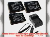 Three Halcyon 2200 mAH Lithium Ion Replacement Battery and Charger Kit for Canon Rebel SL1