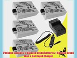 Four Halcyon 1800 mAH Lithium Ion Replacement Battery and Charger Kit for Canon EOS Rebel T1i