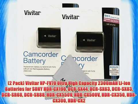(2 Pack) Vivitar NP-FV70 Ultra High Capacity 2300mAH Li-ion Batteries for SONY HDR-CX190 DCR-SX44