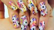 Colorful Hippie Flower Power Design with Water Marbling and Daisies Nail Art Tutorial