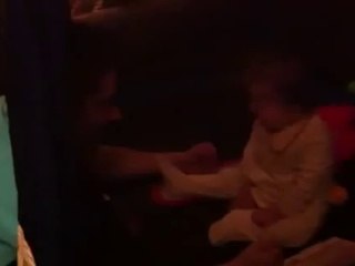 Baby making funny vibrating voice